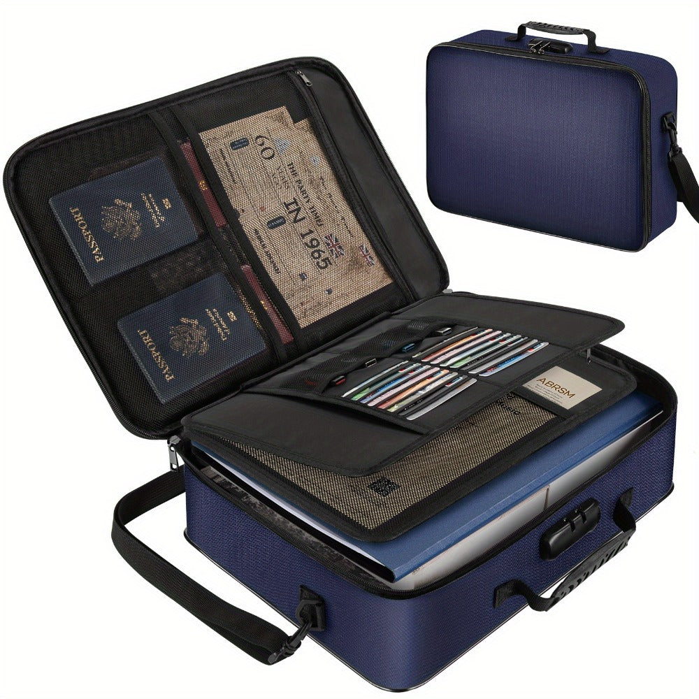 Fireproof Document Bag with Combination Lock - 17x11.8x5 Inch File Organizer, 2000°F Fireproof