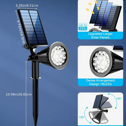 Solar Landscape Lights 2-in-1 Wall & Ground, Independent Adjustable Solar Panel, 8 Color Modes Outdoor Solar Spotlight for Garden