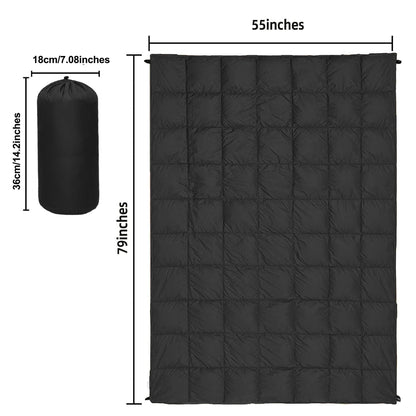 Puffy Camping Blanket Foldable Lightweight Water Resistant with 3D Eye Mask – DWR Coated Outdoor Blanket for Camping, Hiking, Travel, Beach