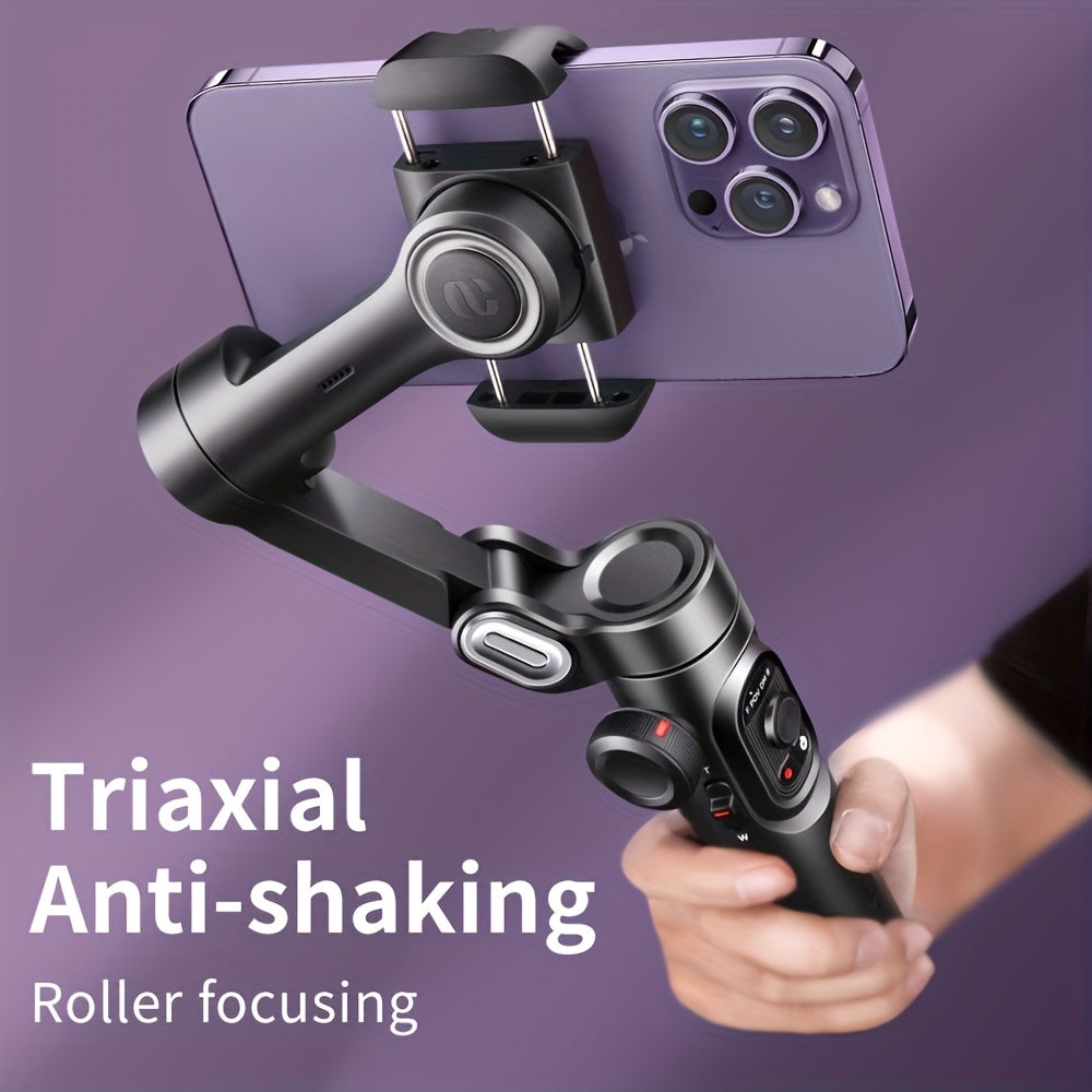 AOCHUAN Smart XE 3-Axis Phone Gimbal Stabilizer with AI Face Tracking & RGB Fill Light, Foldable Handheld Stabilizer