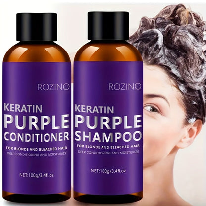 ROZINO-Labeled Purple Shampoo and Conditioner Two-Piece Set in 100g Bottles with Matching Presentation Box