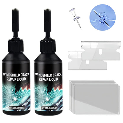 Windshield Repair Kit – Nano Resin Fix for Chips, Bullseye & Star Cracks in 15 Minutes, DIY Glass Crack Repair with Suction Injector