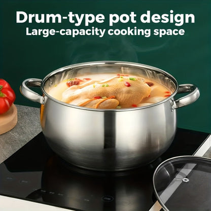 Stainless Steel Soup Pot Apple Pot Heat Resistant Handles Versatile Cookware for Boiling for Home Cooking, Dining and Outdoor Meals
