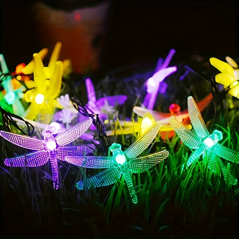 Solar Dragonfly String Lights Outdoor 30 LED 8 Modes, for Garden, Pathway and Patio Lighting