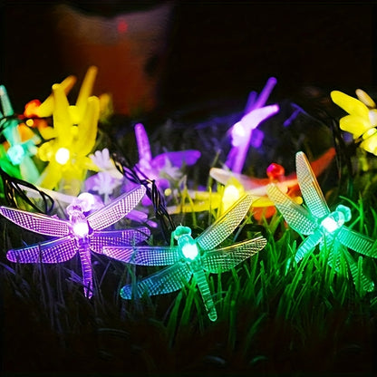 Solar Dragonfly String Lights Outdoor 30 LED 8 Modes, for Garden, Pathway and Patio Lighting