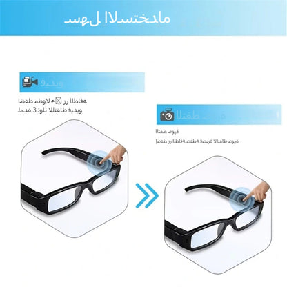 13B Clear-Lens Camera Glasses in Black with Thick Temples and 32GB or 64GB TF Card Bundles