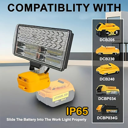 LED Work Light Compatible with DeWalt 20V Battery - 18W/84W Adjustable Floodlight for Entryways, Bedrooms and Living Spaces