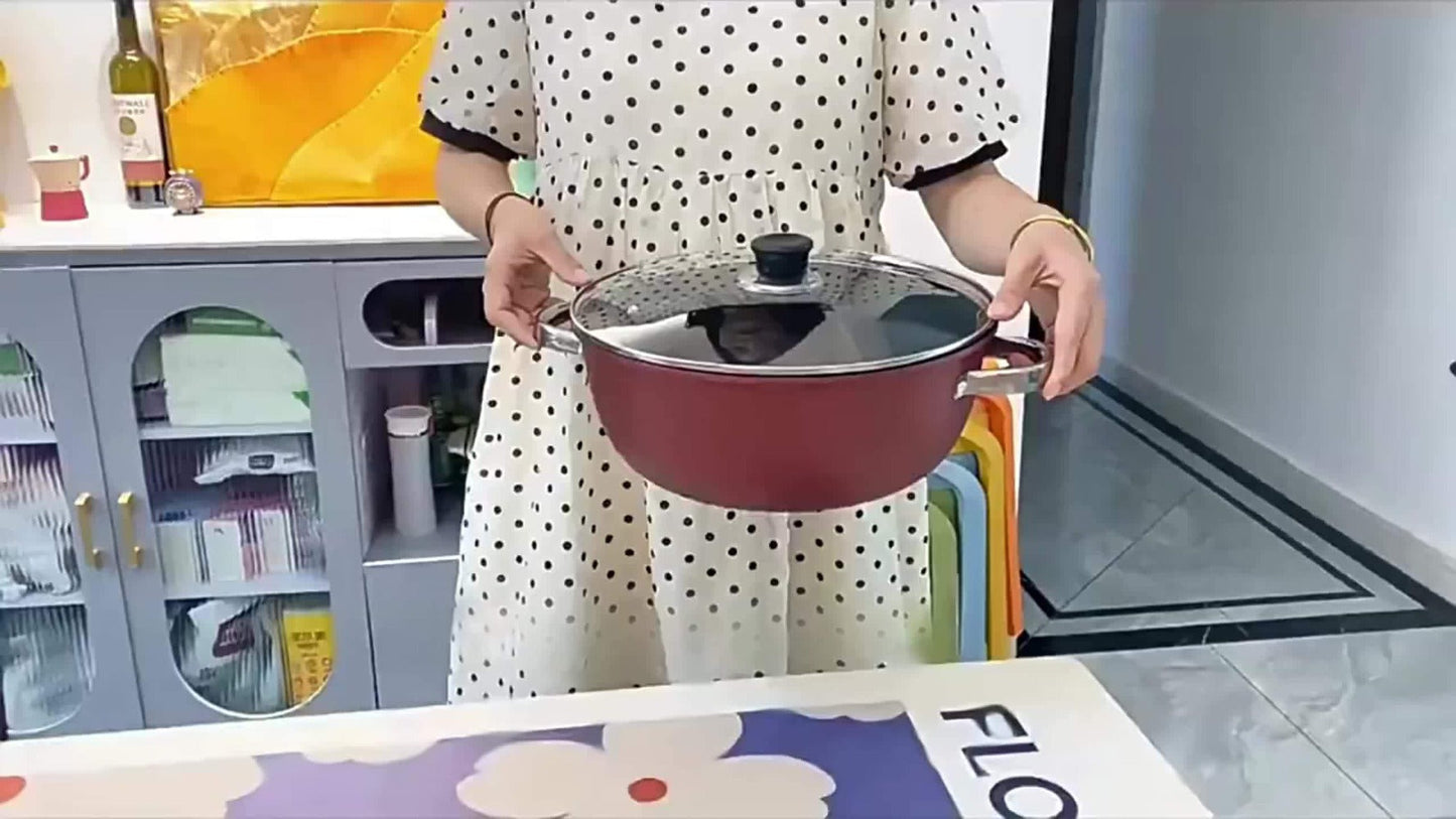 Nonstick Stock Pot with Lid 10 Inch Stone Derived Coating Iron Core Even Heating Induction for Entryways, Bedrooms and Living Spaces