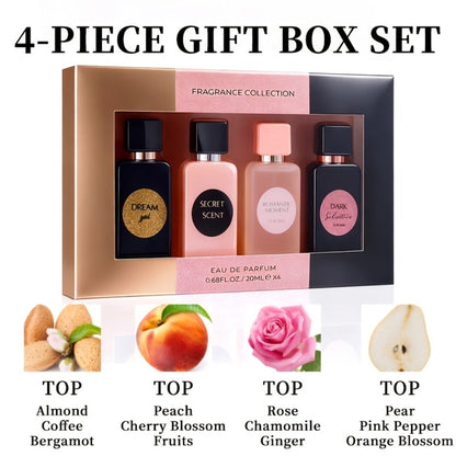 Perfume Gift Set Aroma Allure Four 20ml Eau de Parfum Sprays in Black Rose Windowed Box for Women