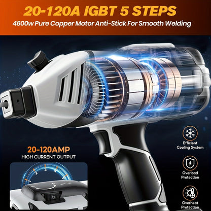 Portable Stick Welder IGBT 20-120A 110V – Handheld Arc Welder with Hot Start, Arc Force & Anti-Stick for Home & Auto Repair