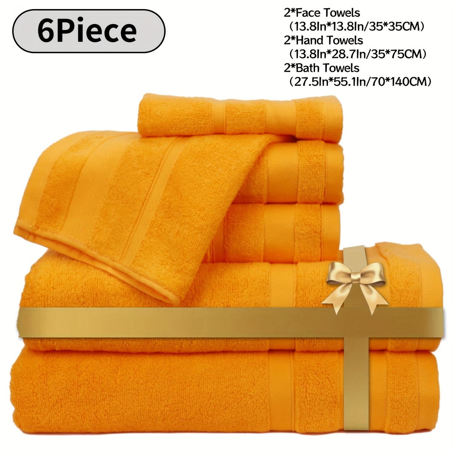 Towel Set 6 or 10 Piece Pure Cotton Bath Towels in Grey, Blue, White or Yellow for Home, Gym and Travel