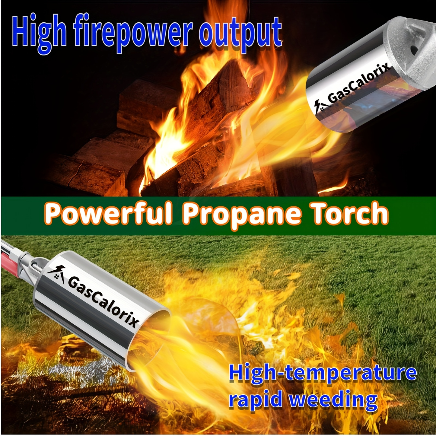 Weed Burner Torch Propane with 10ft Hose & Turbine Trigger, High-Output Flame Weeder with Cylinder Converter for Garden Weeding