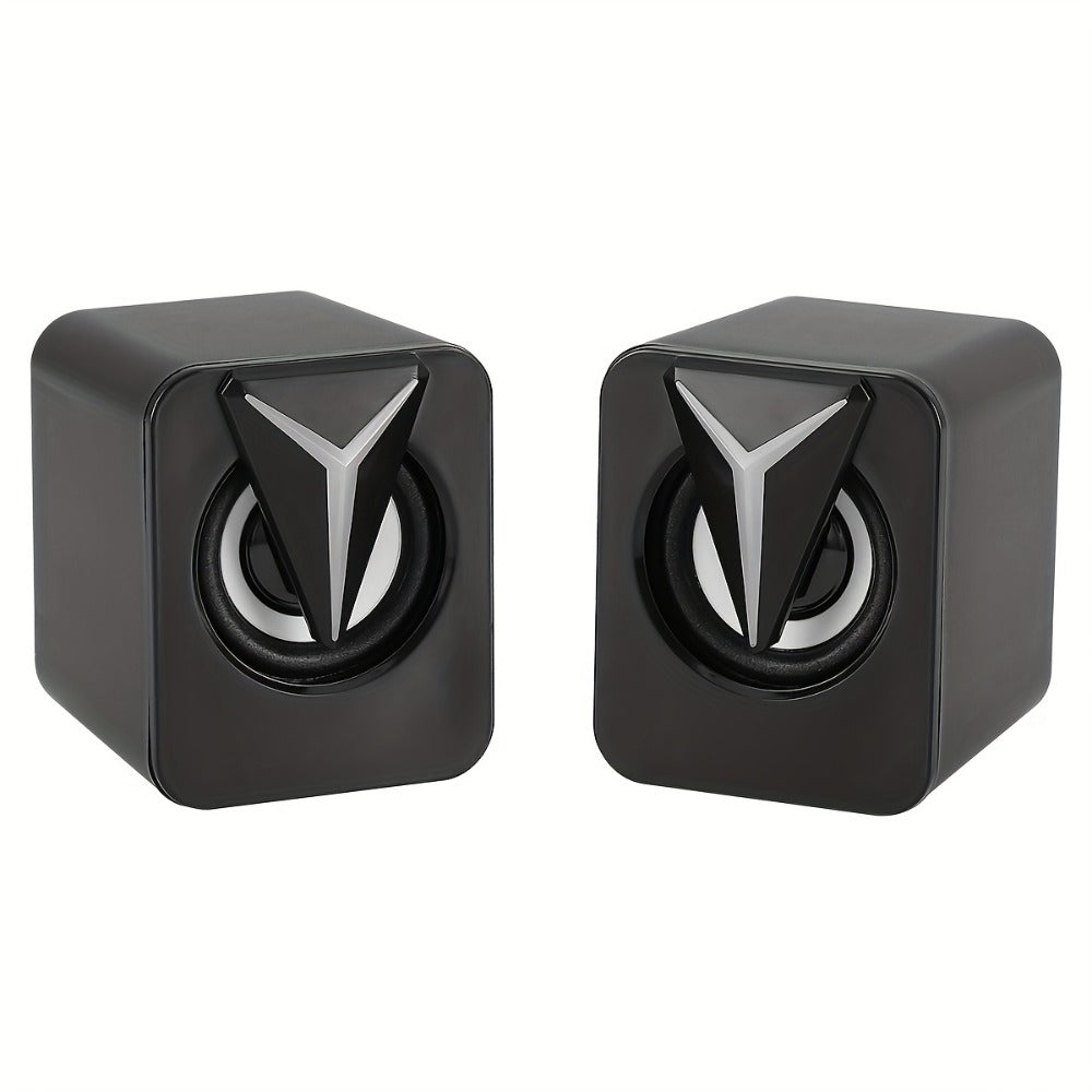 USB Powered Computer Speakers 2.0 Mini Stereo Desk Audio System with RGB Lights, Volume Control, 3.5mm AUX Input