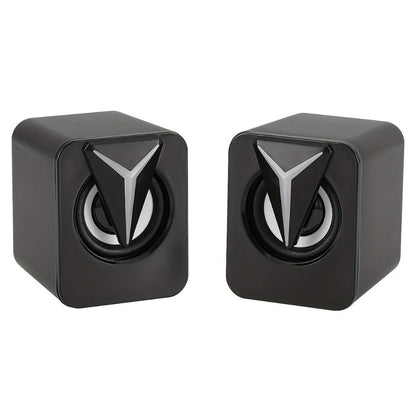 USB Powered Computer Speakers 2.0 Mini Stereo Desk Audio System with RGB Lights, Volume Control, 3.5mm AUX Input