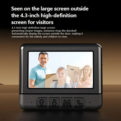 WiFi Video Doorbell with 4.3 Inch Indoor Monitor, Night Vision Two-Way Audio Rechargeable Battery
