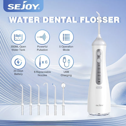 Water Flosser Electric Oral Irrigator 9 Replaceable Nozzles 350mL Tank 20-Day Battery 360° for an Everyday Personal Care Routine