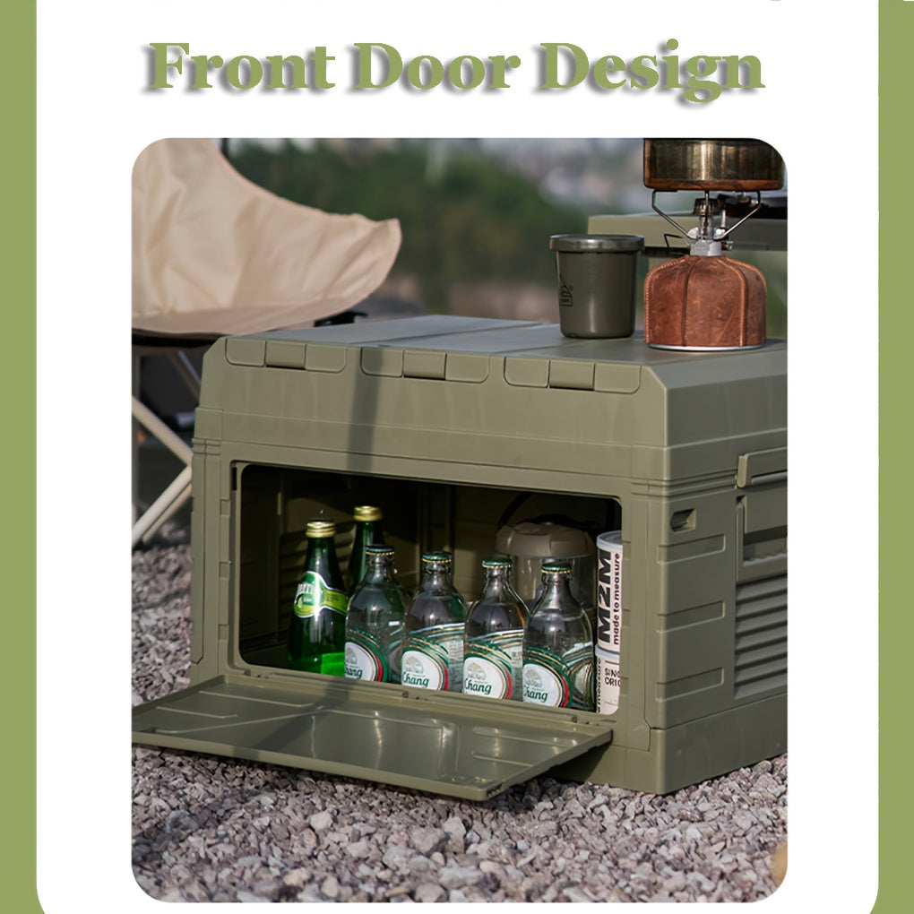 Army-Green Outdoor Storage Box with Flat Cover, Lift-Up Desktop or Front-Access Box Lid Options