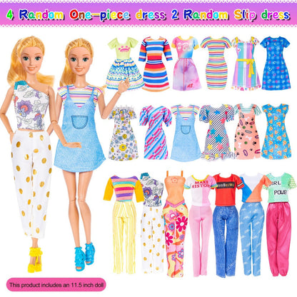 Doll Clothes & Closet Playset 91pcs for 11.5 Inch Fashion Dolls, Wardrobe with Princess Gowns, Dresses