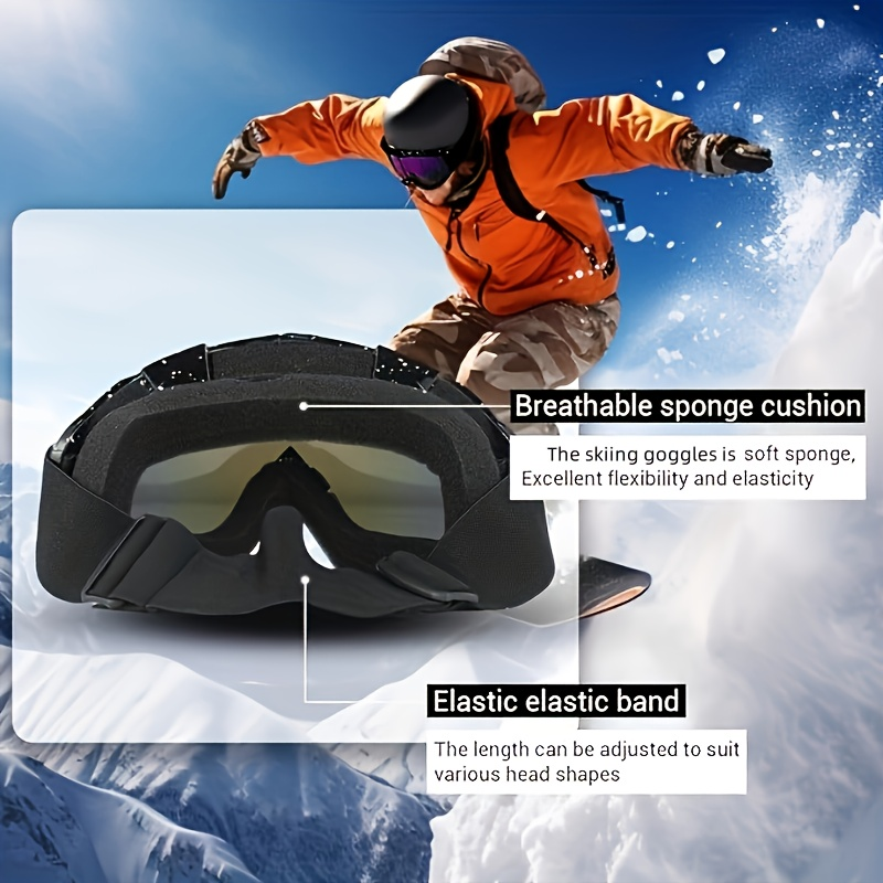 Two-Piece Black-Frame Ski Goggle Sets in Three Colorful, Gray and Transparent Lens Pairings