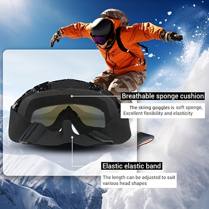 Two-Piece Black-Frame Ski Goggle Sets in Three Colorful, Gray and Transparent Lens Pairings