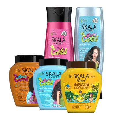 Skala Expert Curl Hair Care Kit 5-Piece - Mais Cachos, Maracuja & Mais Crespos Treatments 1000g + Shampoo & Conditioner 250ml