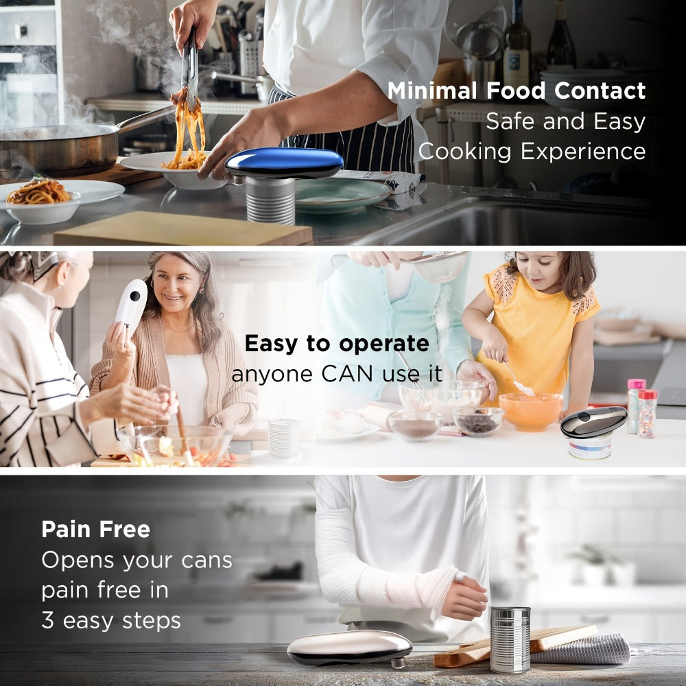 Kitchen Expert Battery Can Opener with One-Touch Control, Circular Rim Operation and Four Colors