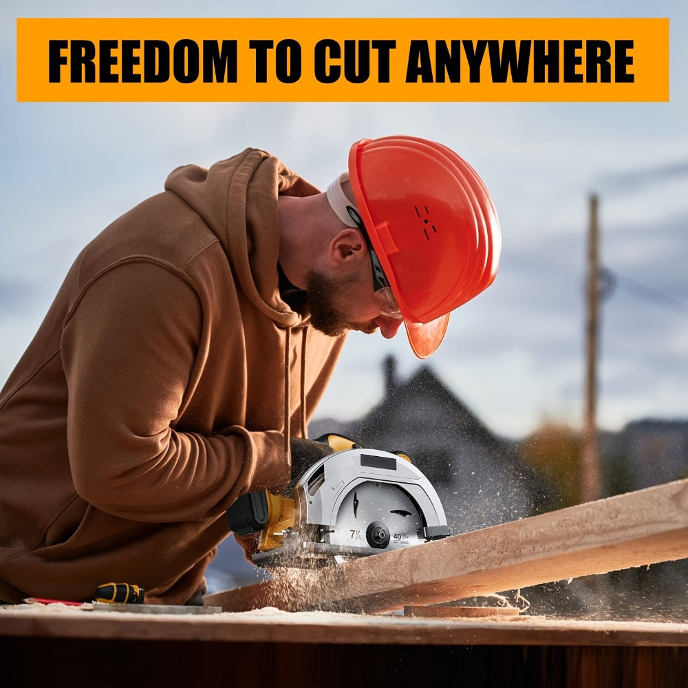 Brushless Cordless Circular Saw for Dewalt 20V MAX Battery – 7-1/4 Inch 0-50° Bevel Cut Electric Saw with Saw Blades Included