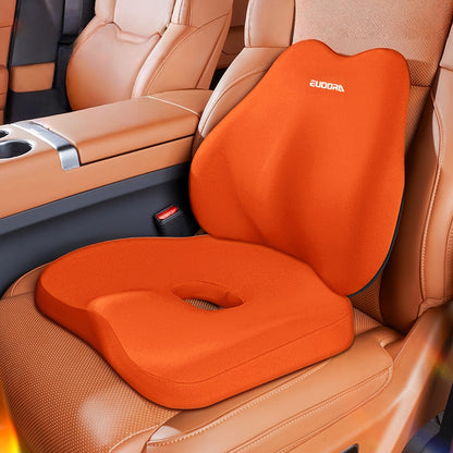 Memory Foam Car Seat Cushion & Back Cushion Set – Ergonomic Lumbar & Hip Support, Non-Slip, Machine Washable, Fits Sedans SUVs Trucks