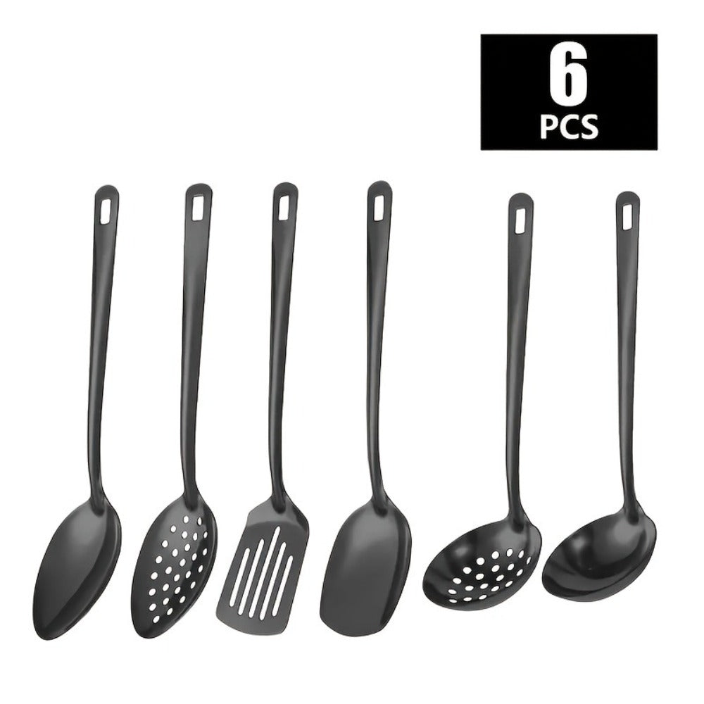 6 Piece Korean Style Stainless Steel Kitchen Utensil Set Cooking Spoons Spatula Ladle for Home Cooking, Dining and Outdoor Meals