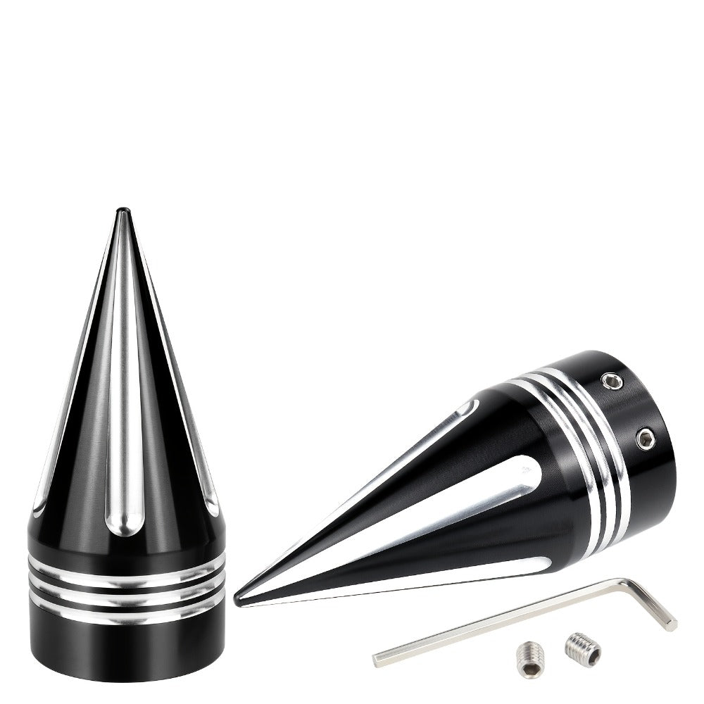 CNC Spike Motorcycle Front Axle Nut Covers Caps 3.6" – Fits Harley Touring Street Glide Road King Electra Glide Tri Glide 2008-Later