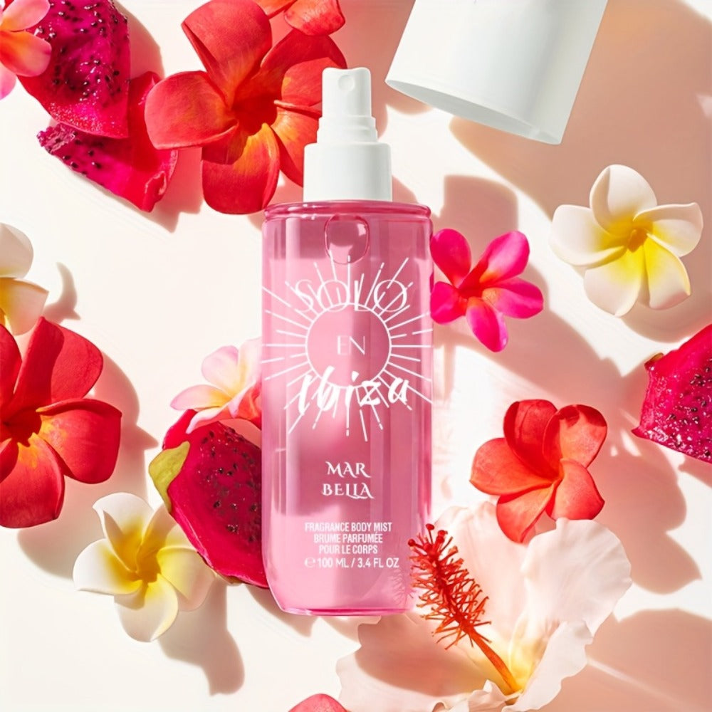 Body Hair Fragrance Mist Gift Set 2-Piece SOLO EN IBIZA Perfume Mist Body Cream Vanilla Fruit for Bath Time, Home Spa and Personal Care