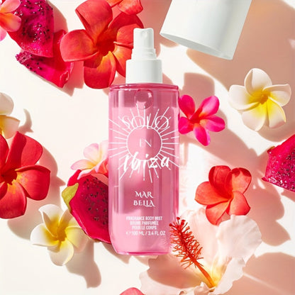 Body Hair Fragrance Mist Gift Set 2-Piece SOLO EN IBIZA Perfume Mist Body Cream Vanilla Fruit for Bath Time, Home Spa and Personal Care