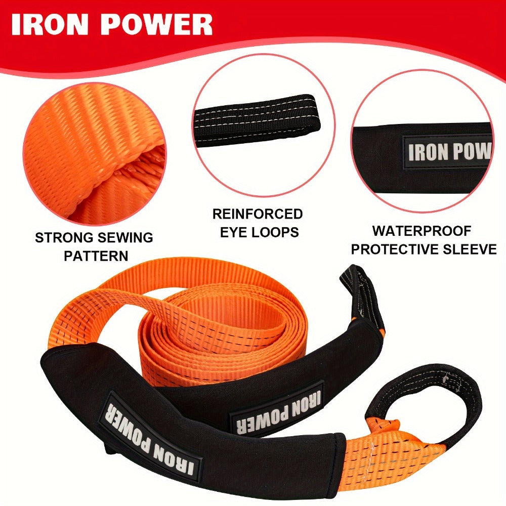 Tow Strap Kit 2" x 20ft – Heavy Duty Emergency Towing Rope with 2pc 1/2" D-Ring Shackles for Off-Road Recovery, Truck
