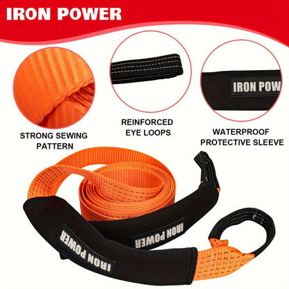 Tow Strap Kit 2" x 20ft – Heavy Duty Emergency Towing Rope with 2pc 1/2" D-Ring Shackles for Off-Road Recovery, Truck