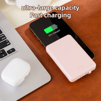 Power Bank Slim 5000mAh or 10000mAh with Built-In USB-C Cable, Four-Device Layout and LED Display