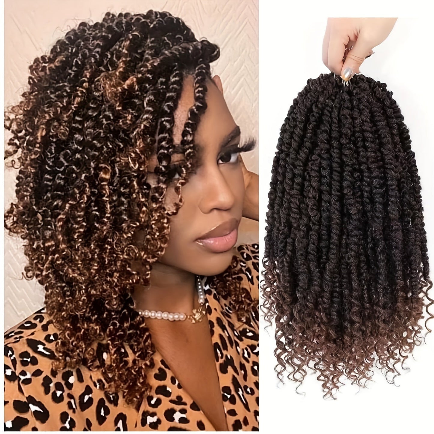Pre-Looped Passion Twist Crochet Hair 8 Packs Pre-Twisted Curly Ends Bohemian Short Twist Braids