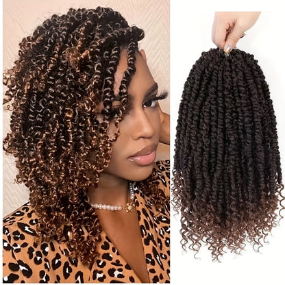 Pre-Looped Passion Twist Crochet Hair 8 Packs Pre-Twisted Curly Ends Bohemian Short Twist Braids