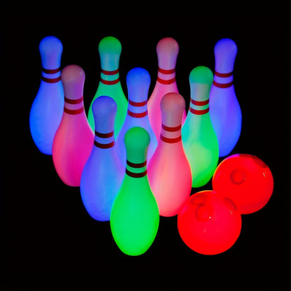 Kids Bowling Set Light Up Glow Pins & Ball, Indoor Outdoor Bowling Toy for Boys & Girls Ages 3+, Family Game Night