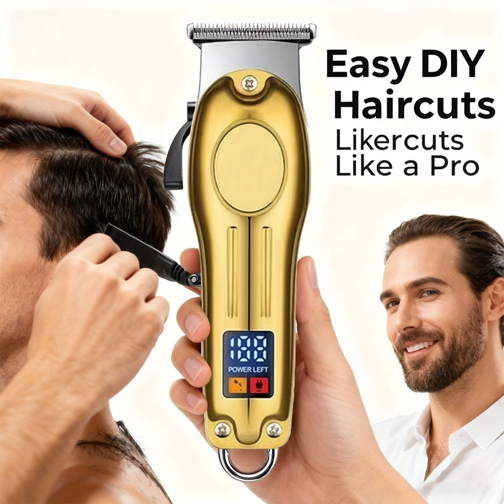 Cordless Hair Clipper Set for Men & Women – Professional Wireless Barber Clippers with T-Blade Trimmer, LED Screen, Adjustable Taper Lever