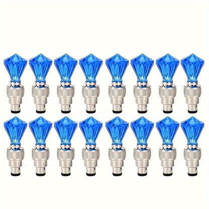 LED Tire Valve Stem Light Sets in 4-, 8- or 16-Piece Blue, Green, Red, Mixed and Skull-Top Configurations