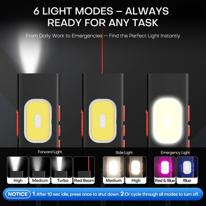 Multi-Function EDC Flashlight 11 Lighting Modes, UV Infrared Red Laser COB Work Light Magnetic Tail