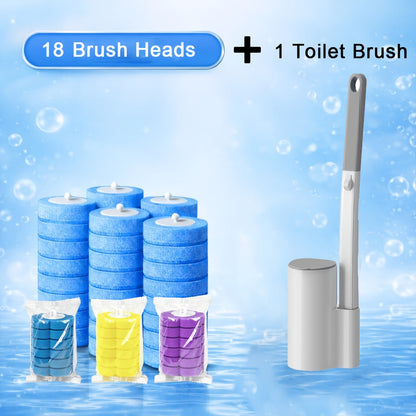 Disposable Toilet Brush Set with Replacement Brush Heads Wall Mounted or Floor Standing for Entryways, Bedrooms and Living Spaces