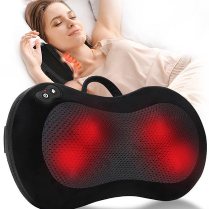 Neck & Back Massager Pillow with Heat, Wireless 3D Kneading Acupressure Electric Massage Pillow for Lumbar