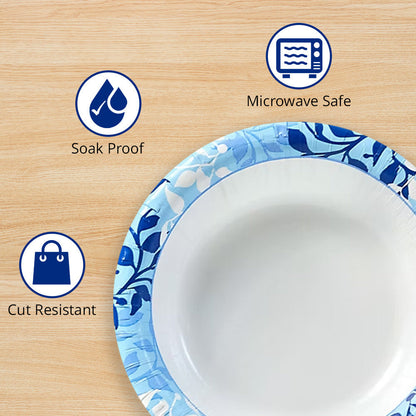 Paper Plates 10 Inch Botanical Leaf Design Soak Proof Disposable Dinner Plates for Party BBQ Holiday Everyday Use 50 100 204 Count