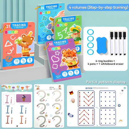 Handwriting Practice Book for Kids Ages 3-6 – 128-Page Reusable Magic Copybook, Trace Letters Numbers Pen Control Workbook for Toddlers