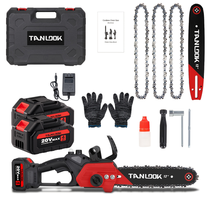 12-Inch Cordless Electric Chainsaw Kit in Five Colors with One- or Two-Battery and Two- or Three-Chain Options