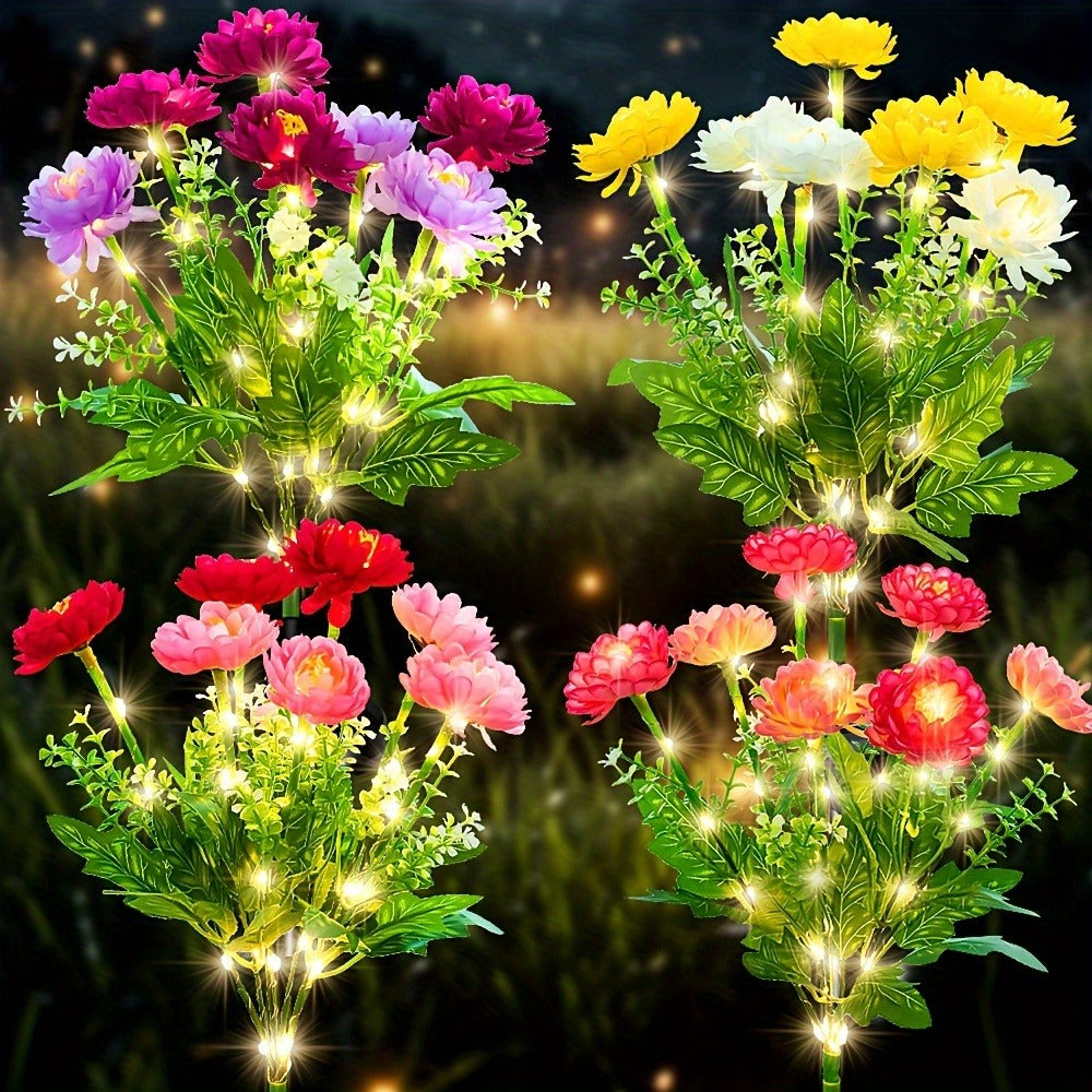 Solar Garden Lights 5-Piece Snow Lotus Flower Stakes with Multicolor LEDs and 72cm Height for Patio