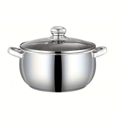 Stainless Steel Soup Pot Apple Pot Heat Resistant Handles Versatile Cookware for Boiling for Home Cooking, Dining and Outdoor Meals