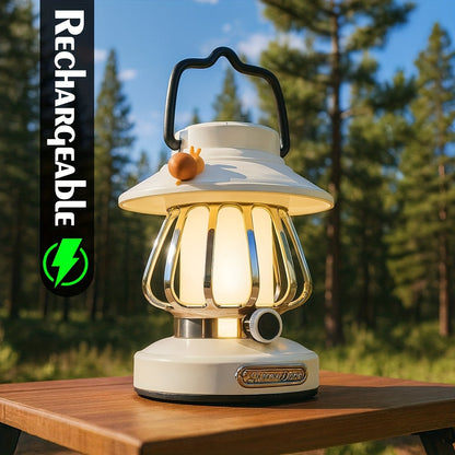 Camping Lantern Rechargeable LED, Snail Design Portable Camp Light with 3 Color Modes & Dimming, USB & Battery Dual Power