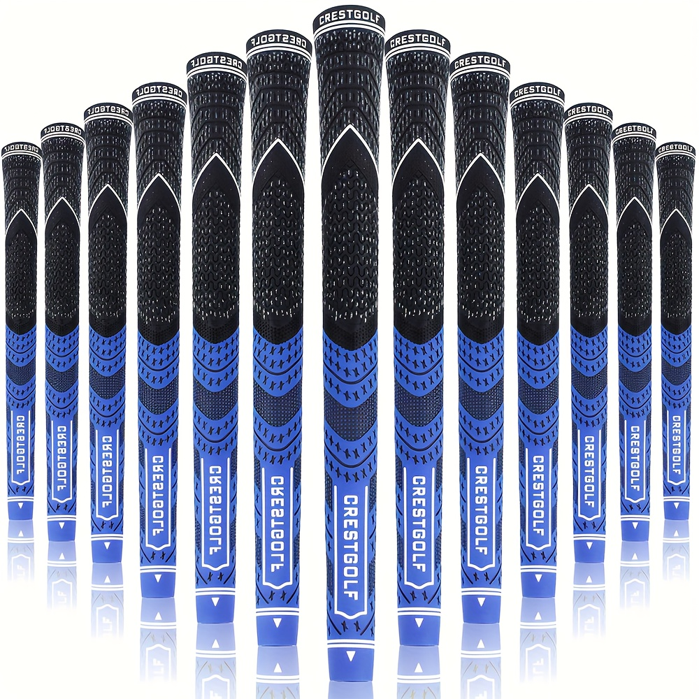 Midsize Golf Grips Set 13 Pack – All Weather Hybrid Rubber Golf Club Grips with Ecological Yarn Thread Technology, Multiple Colors